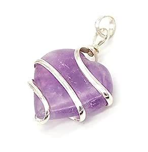 Sahib Healing Crystals Amethyst Heart Wired Pendant Stone Gemstone ...