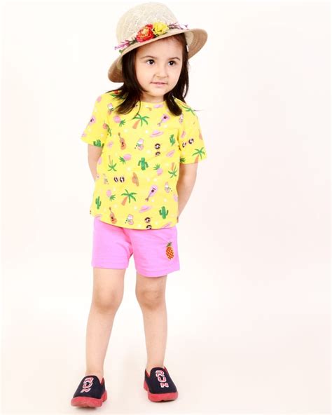 Tropical Print T-shirt with Shorts Girls Casual Set – The Mom Store