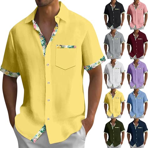 Amazon.com: Ymosrh Shirts, Summer Beach Casual Stylish Hawaiian Shirts ...
