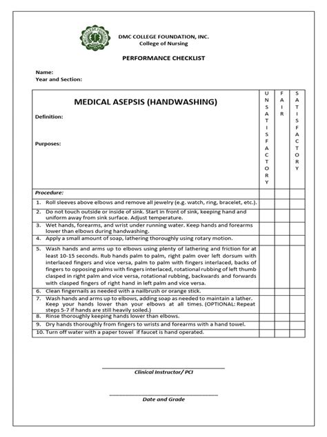 Image result for Hand Washing Checklist