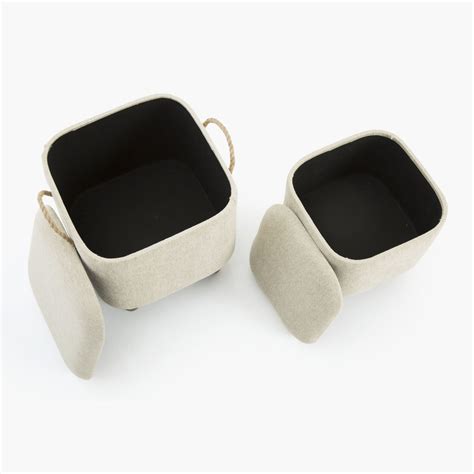 Buy Demy Textured Ottoman - Set Of 2 Pcs - Beige from Home Centre at ...