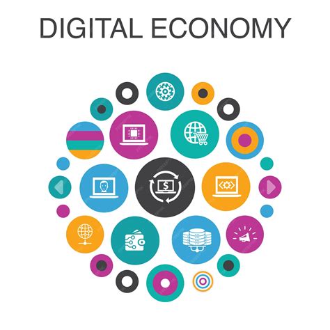 Digital economy infographic circle concept. smart ui elements computing ...