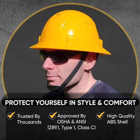 Buy Hard Hat Construction OSHA Approved Vented Full Brim Safety Helmet ...