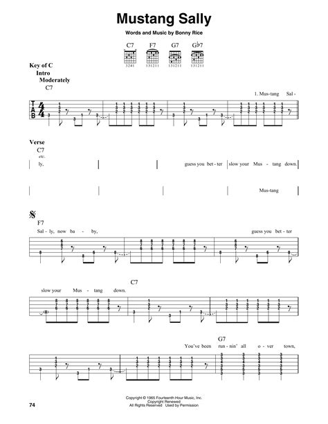 Mustang Sally by Wilson Pickett - Guitar Lead Sheet - Guitar Instructor