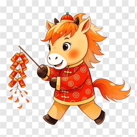 Baby Horse Holding Firecrackers In The New Year Of The Horse, Year Of The Horse, Spring Festival ...