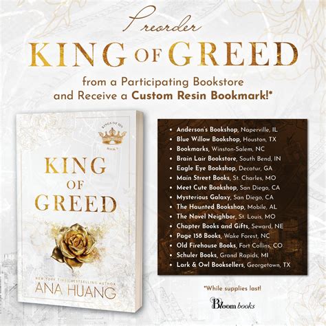King of Greed by Ana Huang Indie Bookstore Campaign | Bloom Books