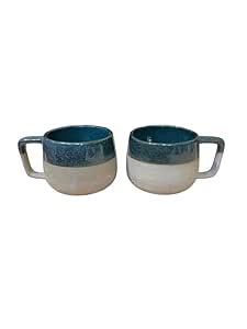 Buy Ceramic Coffee Cups Pack of 2 |Color Gray |Design Simple |Drinking ...