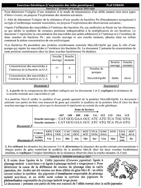 Image result for Code Genetique Exercice