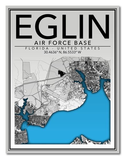 Eglin Afb Florida Map Elgin AFB FL Map Print, Air Force Base Florida