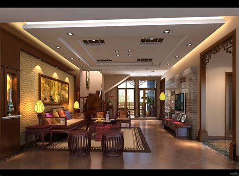 中式风复式跃层设计 典雅从容的客厅装修赏-上海装潢网