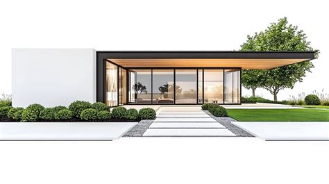 Architectural house plan with landscaping sketch on white background ...