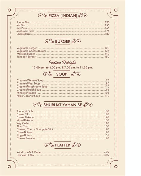 Menu at Cafe Vrindavan Pure Vegetarian, Vashi, Navi Mumbai, Swami ...