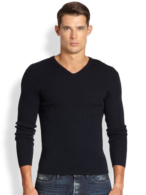 Mens Ribbed V Neck Sweater at David Galbreath blog