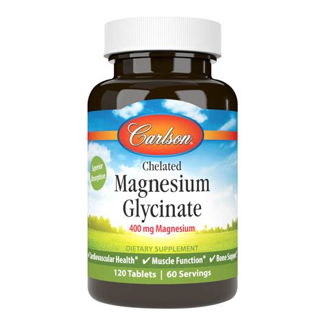 Carlson Magnesium Glycinate 400 mg: Bone Support Tablets