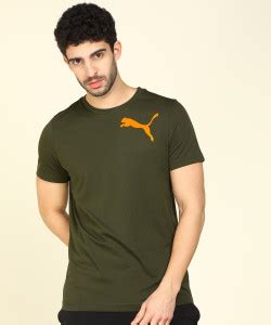 PUMA Printed Men Round Neck Green T-Shirt - Buy PUMA Printed Men Round ...