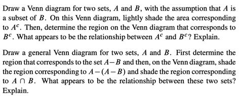 Solved Draw a Venn diagram for two sets, A and B, with the | Chegg.com