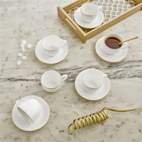 Buy Jodhpur-Sterlyn Bone Chine Solid 12-Piece Cup & Saucer Set from ...