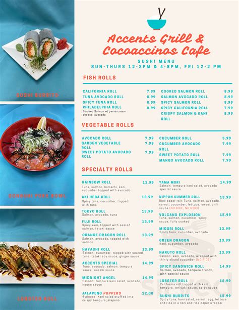Accents Grill menu in Baltimore, Maryland, USA
