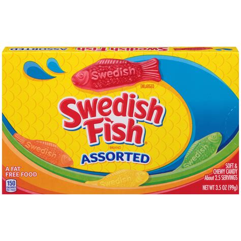Swedish Fish Fat-Free Assorted Flavors Soft & Chewy Candies, 3.5 oz ...