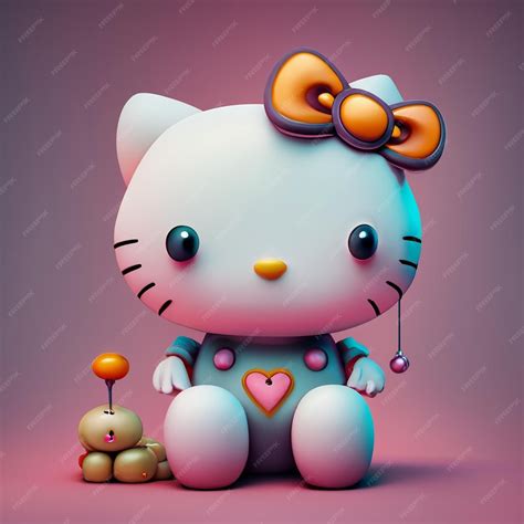 High quaity 3d cute hello kitty 3d render photo | Premium AI-generated ...
