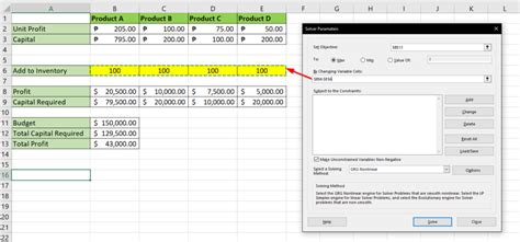 Build a Solver Problem in Excel 的图像结果