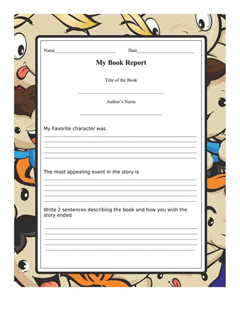 4th Grade Book Report Template - Ablebionics