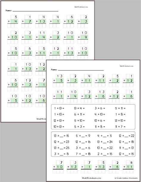 1st Grade Addition Worksheets 的图像结果