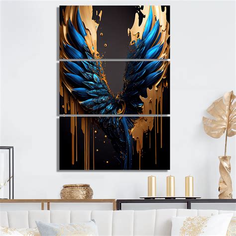 Everly Quinn Blue And Gold Angel Wings II - Wings Angel Canvas Wall Art Set - Wayfair Canada