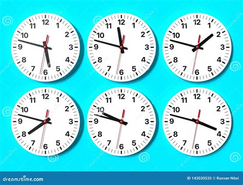 Six Analog Clocks on Wall, Showing World Time Stock Image - Image of america, hours: 143030535