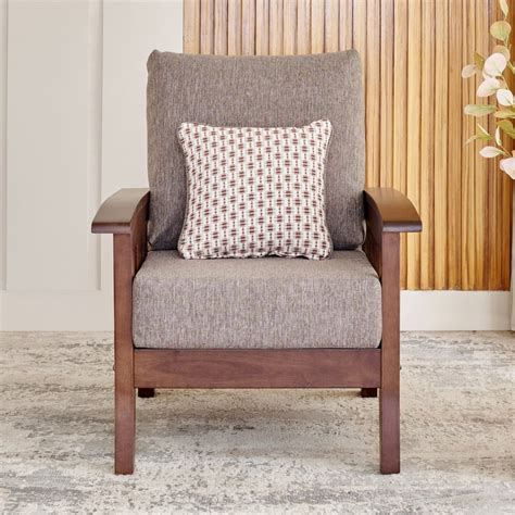 Buy Abby Fabric 3+1+1 Seater Sofa with Cushions - Brown from Home ...