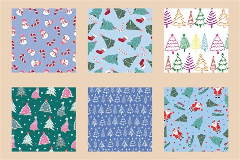 Vector set of seamless Christmas and New Year patterns. Winter and ...
