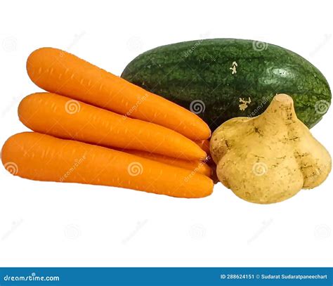 Carrot Watermelon Sweet Potato Vegetables Fruits Thailand Many Types ...