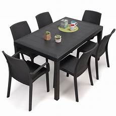 tavoli e sedie in resina per esterno tavolo rettangolare 150x90 grigio antracite con sei sedie tavoli e sedie in resina per esterno tavolo rettangolare 150x90 grigio antracite con sei sedie