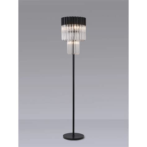 Idolite Carpathian 5 Light Floor Lamp Chandelier In Black With Clear ...