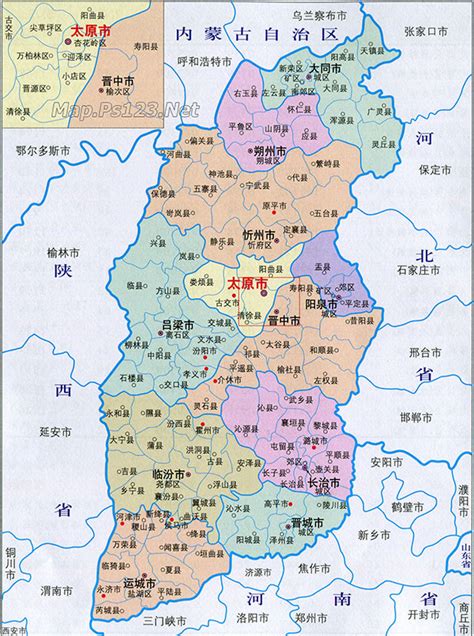 山西省行政区划简图_素材中国sccnn.com