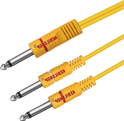 KEBILSHOP Dual Mono 6.35 mm P38 Male to 1 Mono 6.35 mm P38 Male Audio Y ...