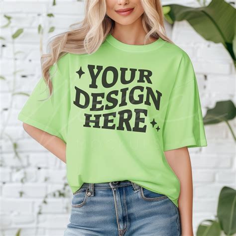 Lime Green Tshirt Mockup, Gildan 5000 Lime Green T-shirt Mock-up ...