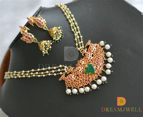 DREAMJWELL - Beautiful Uncut Polki Stone Real Kemp Peacock Designer Ne ...