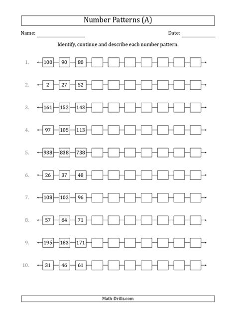 Image result for Arithmetic Pattern Worksheet