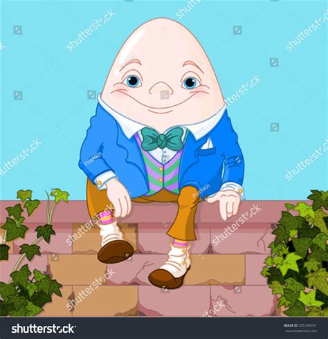 Humpty Dumpty Egg Sitting On A Brick Wall Stock Vector Illustration ...