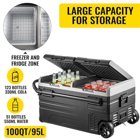 Buy 3.35 cu. ft. Portable Car Freezer Dual Storage Zone Camping Mini ...