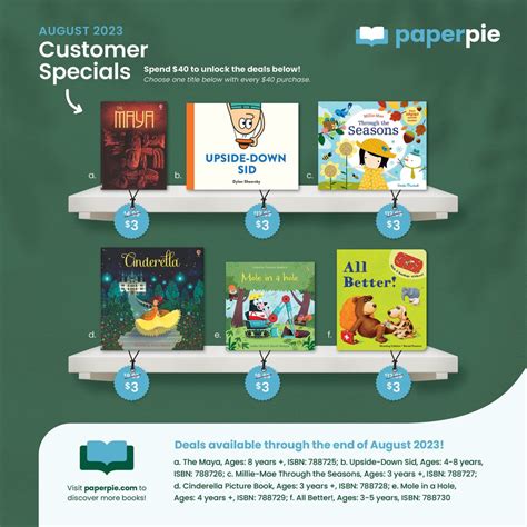 PaperPie August 2023 Customer Specials - Barnyard Books | Brand Partner ...