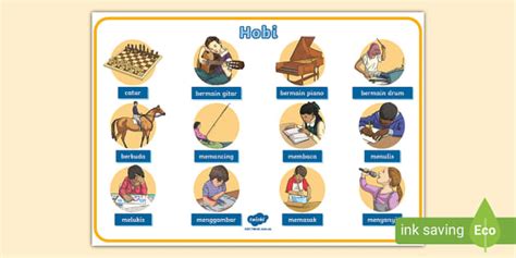 Hobbies Word Mat Indonesian (teacher made) - Twinkl