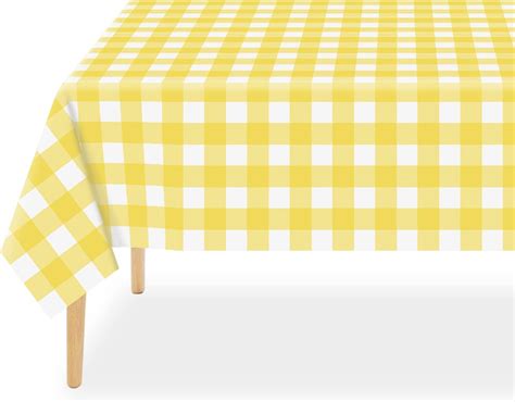 Amazon.com: QIKSION Yellow Gingham Tablecloth Disposable 3 Pack, 54 x ...