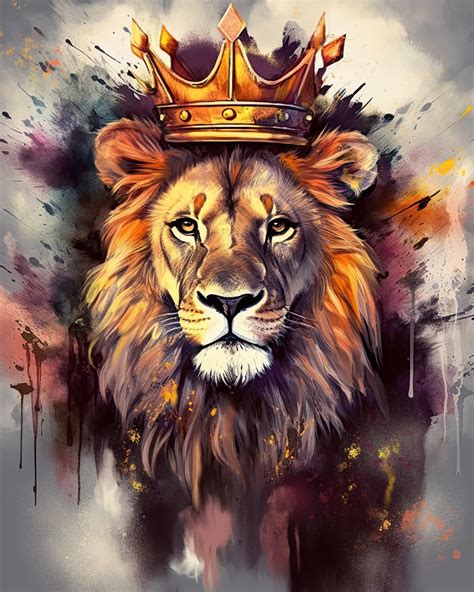 TUMOVO Lion Paint by Numbers, Crown and Lion Paint by Number for Adults ...