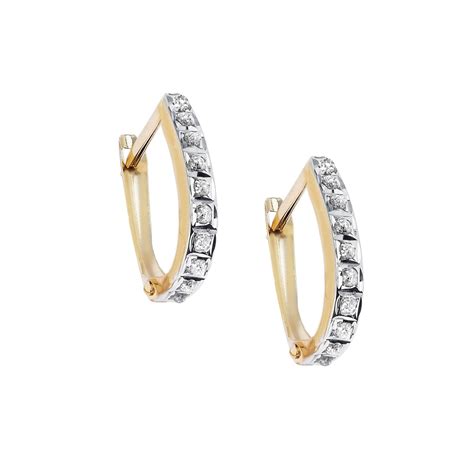 14k Gold Diamond Fascination U Hoop Earrings