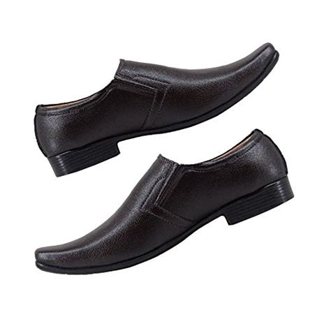 Buy HORUS Faux Leather Brown Slip On Formal Shoes for Men at Amazon.in