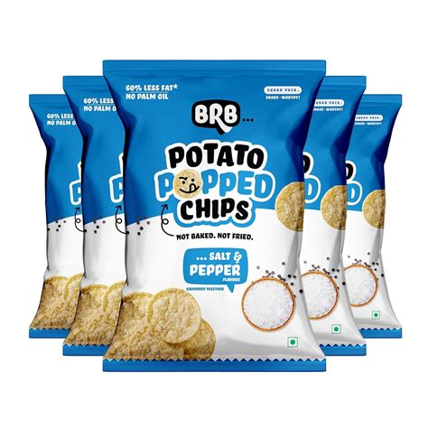 BRB Popped Potato Chips | Salt & Pepper Flavour | Not Fried, Not Baked ...