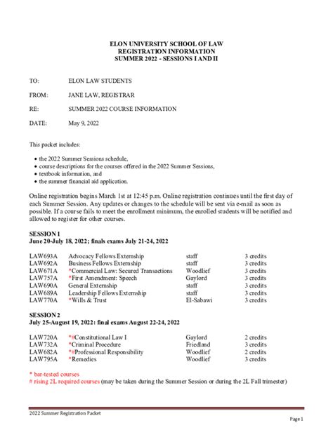 Fillable Online Elon University / Office of the Registrar / Calendars ...