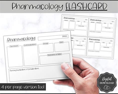 Pharmacology Printable Flashcards